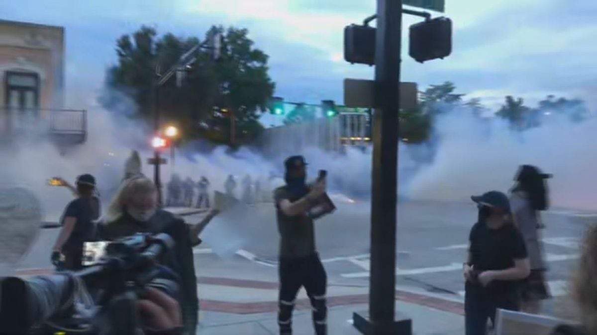 Police deployed riot gas when the crowd wouldn’t disperse at a protest at Big Spring Park in huntsville, Ala. Wednesday, June 3, 2020. (Source: WAFF)