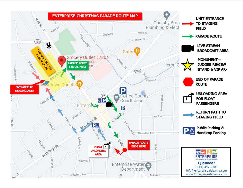2023 Enterprise Christmas Parade Route