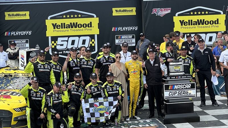 Ryan Blaney wins the YellaWood 500 at Talladega Superspeedway.
