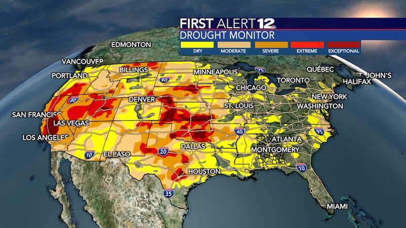 Abnormally dry and drought conditions are prevalent across the U.S.