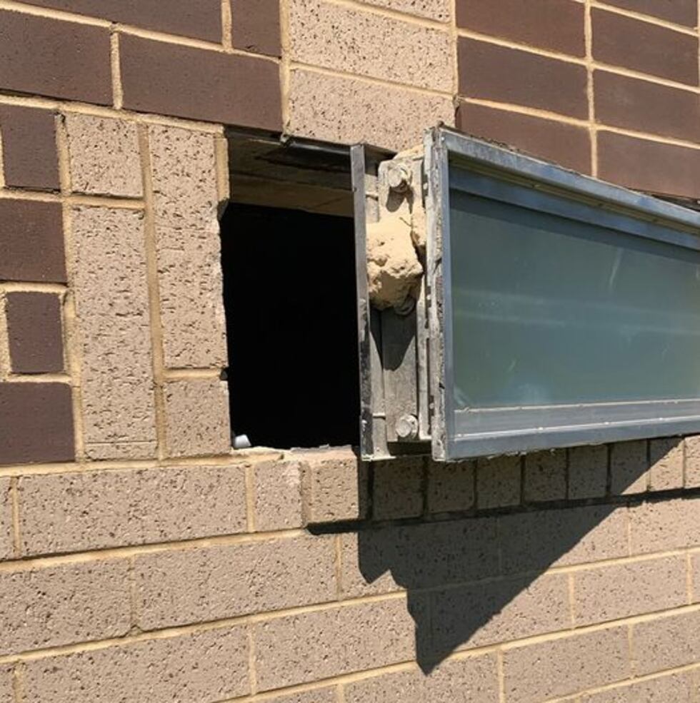 Taylor escaped the Morgan County Jail by pushing through this window.