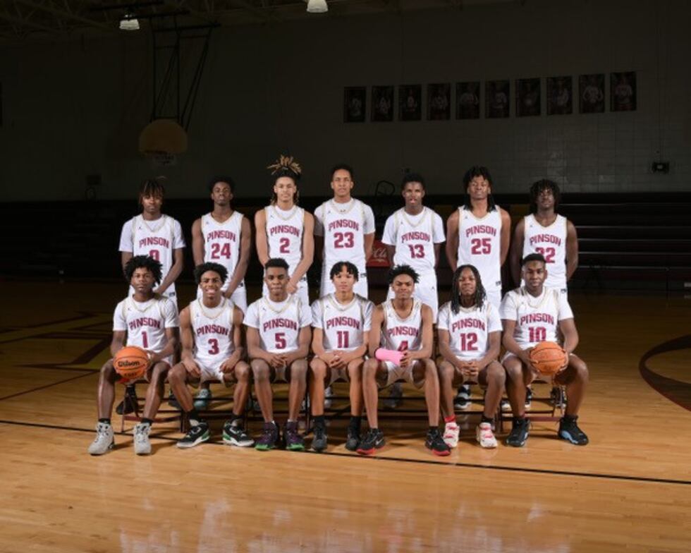 Caleb White with Pinson Valley High School basketball team.