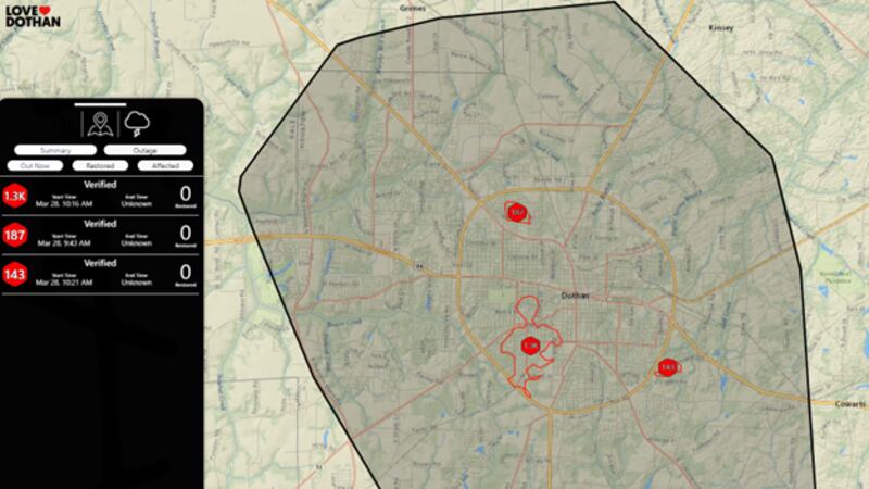 current outages as of 10:37 a.m.