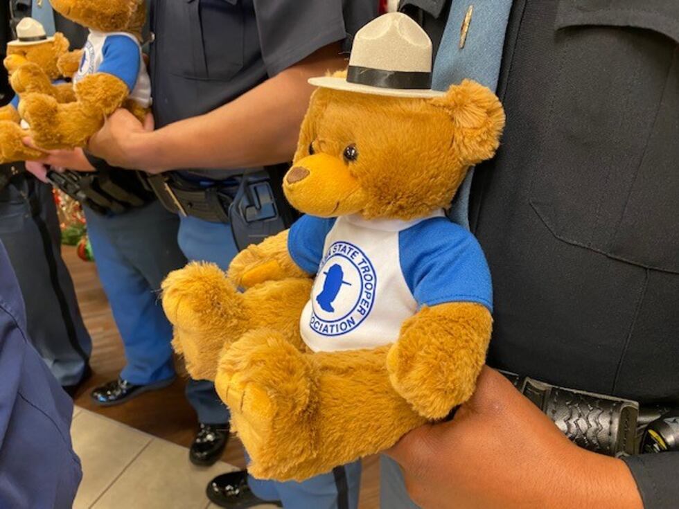 Troopers brightened young faces with teddy bears at DCH