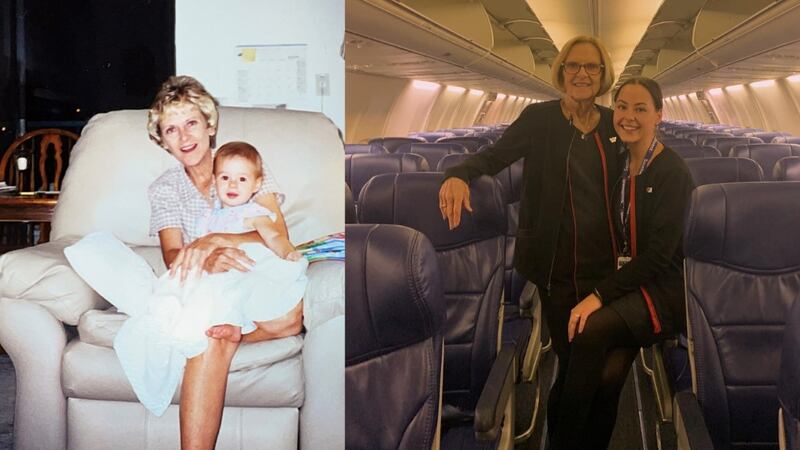 Grandmother Cynthia Heck and granddaughter Hannah Heck are both flight attendants with...