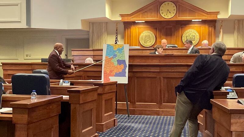 Alabama state Sen. Rodger Smitherman discusses a redistricting proposal during debate at the...
