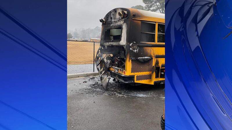No students were aboard a Guntersville City School bus when it caught fire.